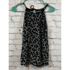 Express Black & Gray Abstract Print Sleeveless‎ Halter Top XS Casual Party Tank